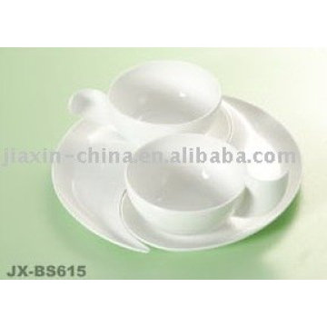 Juego de taza y platillo de porcelana blanca JX-BS615